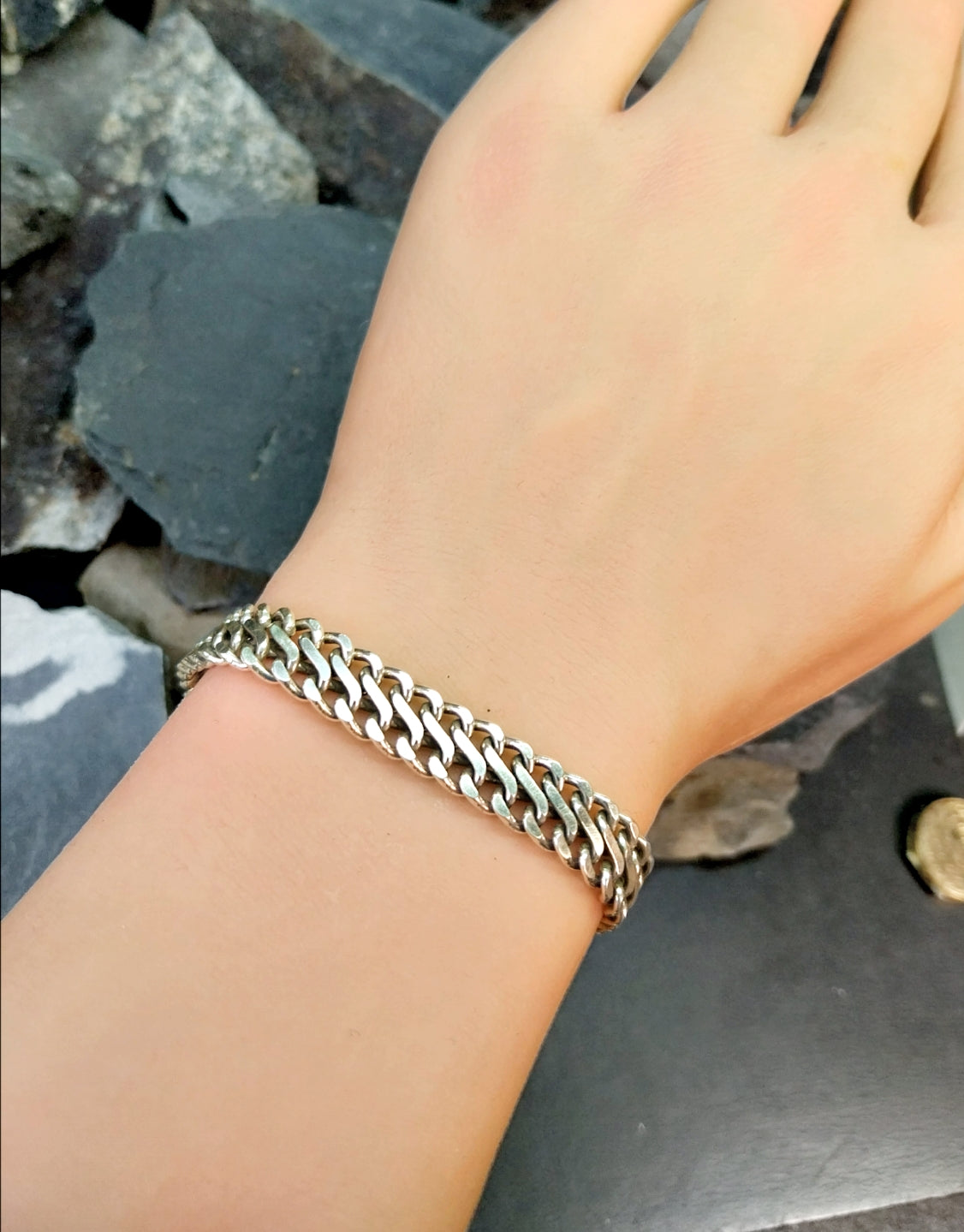 STERLING SILVER Bracelet Chunky Link 21cm - 21.7g