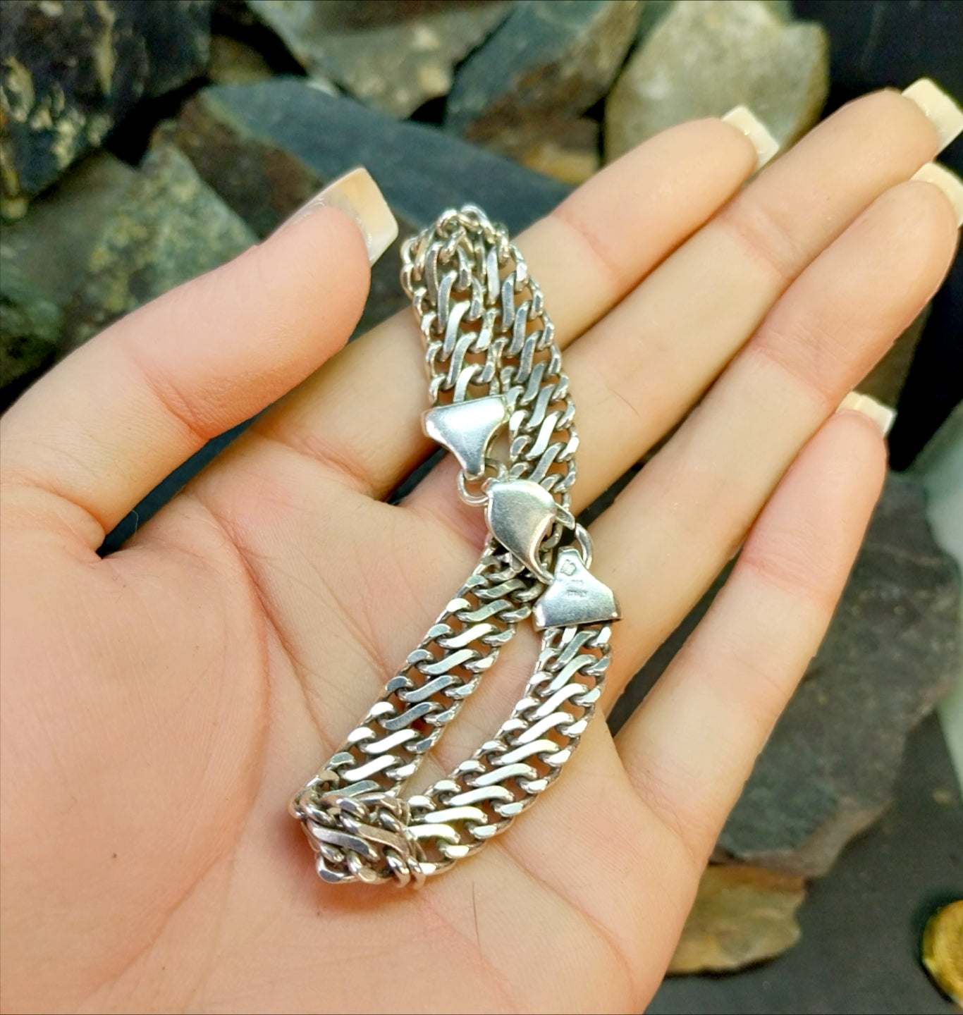 STERLING SILVER Bracelet Chunky Link 21cm - 21.7g
