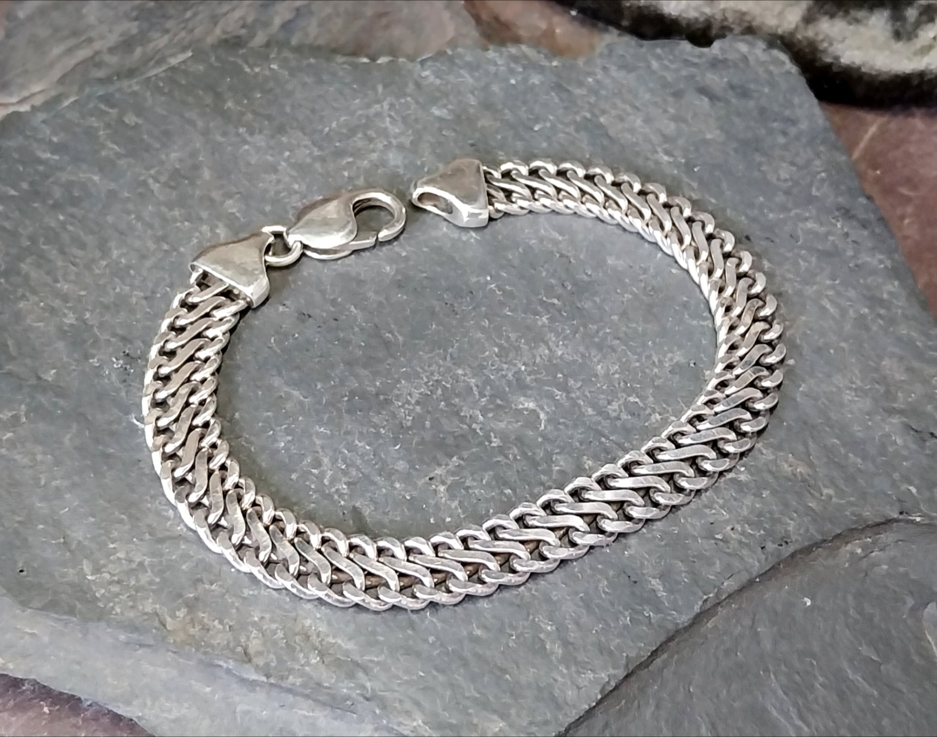 STERLING SILVER Bracelet Chunky Link 21cm - 21.7g