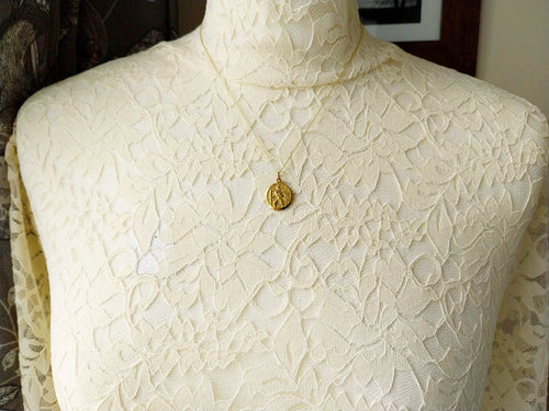 9ct Gold Georg Jensen St Christopher Necklace - Double Sided on 18" Chain - 2.8g