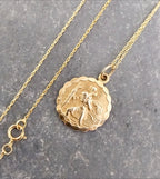 9ct Gold Georg Jensen St Christopher Necklace - Double Sided on 18" Chain - 2.8g