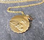 9ct Gold Georg Jensen St Christopher Necklace - Double Sided on 18" Chain - 2.8g