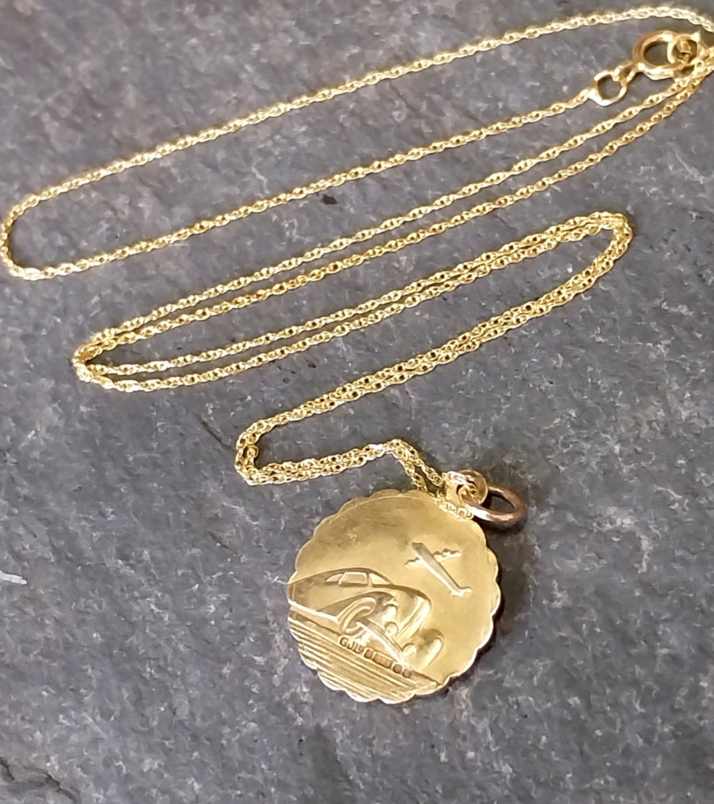 9ct Gold Georg Jensen St Christopher Necklace - Double Sided on 18" Chain - 2.8g