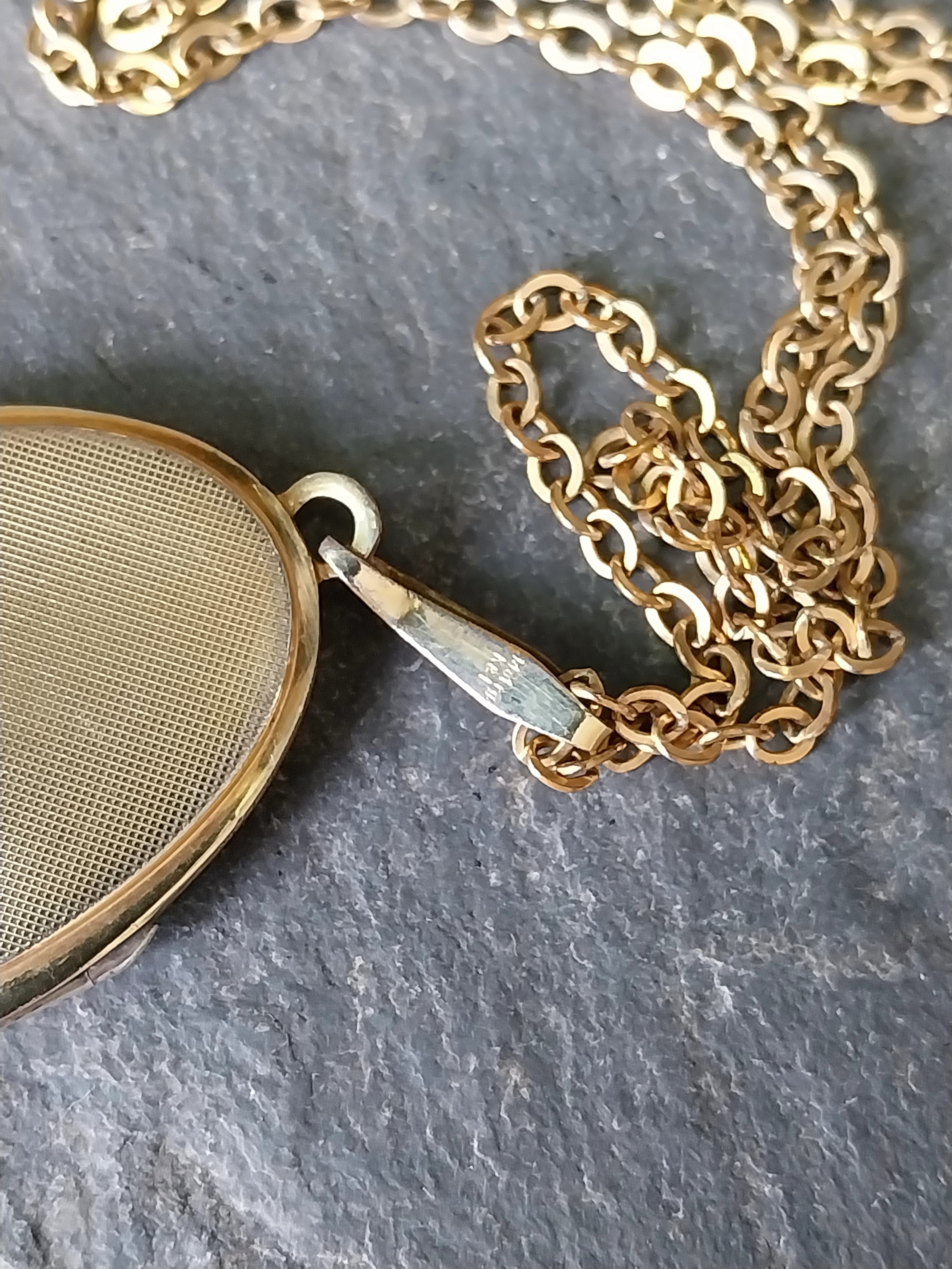 Large Vintage 14ct Rolled Gold LOCKET Necklace, on Long 24" Chain - 19.7g