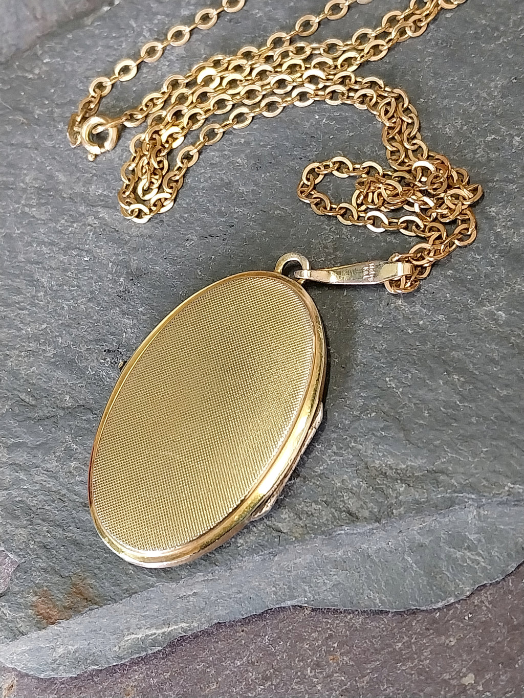 Large Vintage 14ct Rolled Gold LOCKET Necklace, on Long 24" Chain - 19.7g