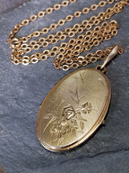 Large Vintage 14ct Rolled Gold LOCKET Necklace, on Long 24" Chain - 19.7g