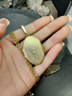 Large Vintage 14ct Rolled Gold LOCKET Necklace, on Long 24" Chain - 19.7g