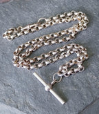 Sterling Silver Belcher Rolo Chain Necklace with T-Bar and DogClip - 18" - 20.2g