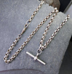 Sterling Silver Belcher Rolo Chain Necklace with T-Bar and DogClip - 18" - 20.2g