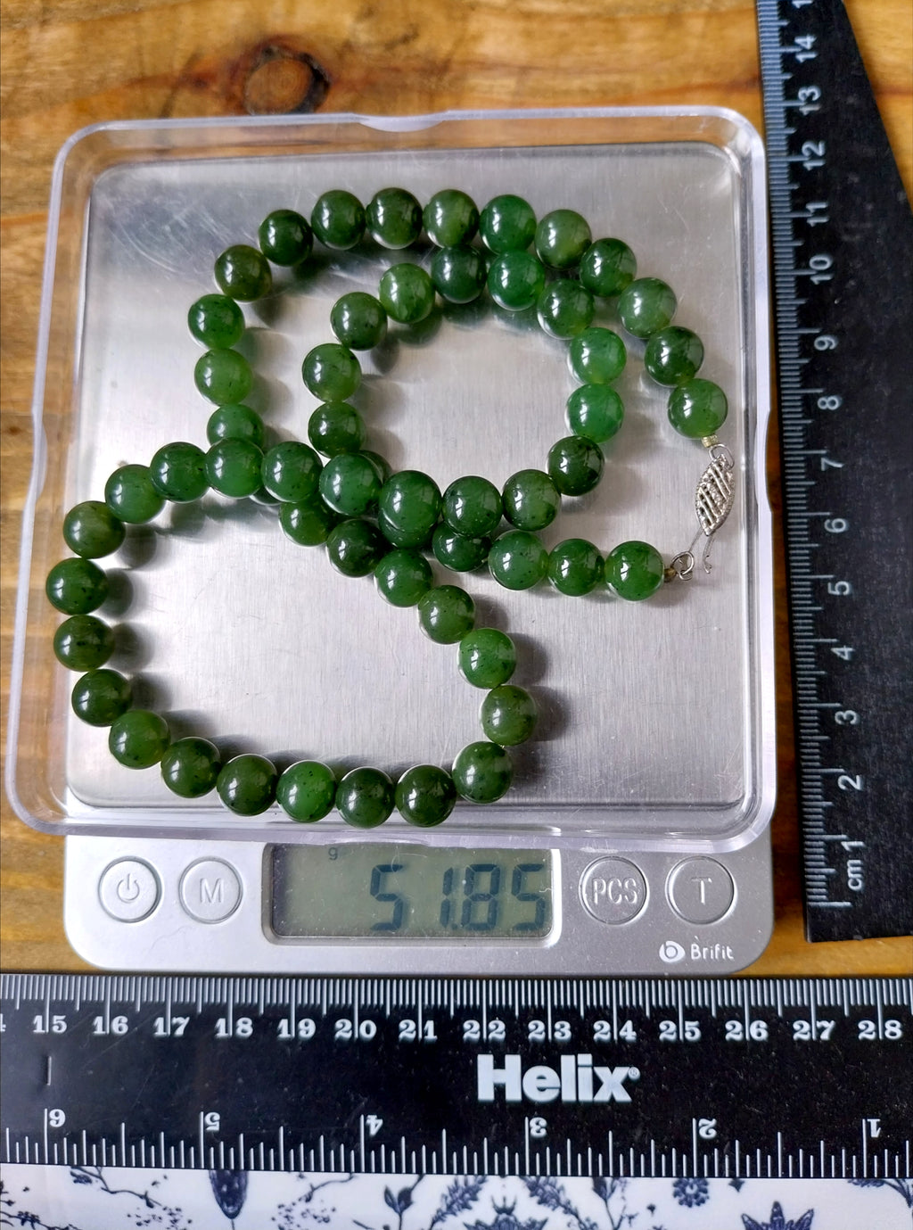 Vintage Deep Green Moss Agate Bead Necklace - 18" - 51.8g