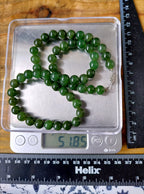 Vintage Deep Green Moss Agate Bead Necklace - 18" - 51.8g