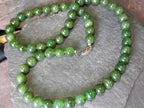 Vintage Deep Green Moss Agate Bead Necklace - 18" - 51.8g