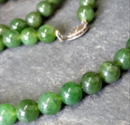 Vintage Deep Green Moss Agate Bead Necklace - 18" - 51.8g