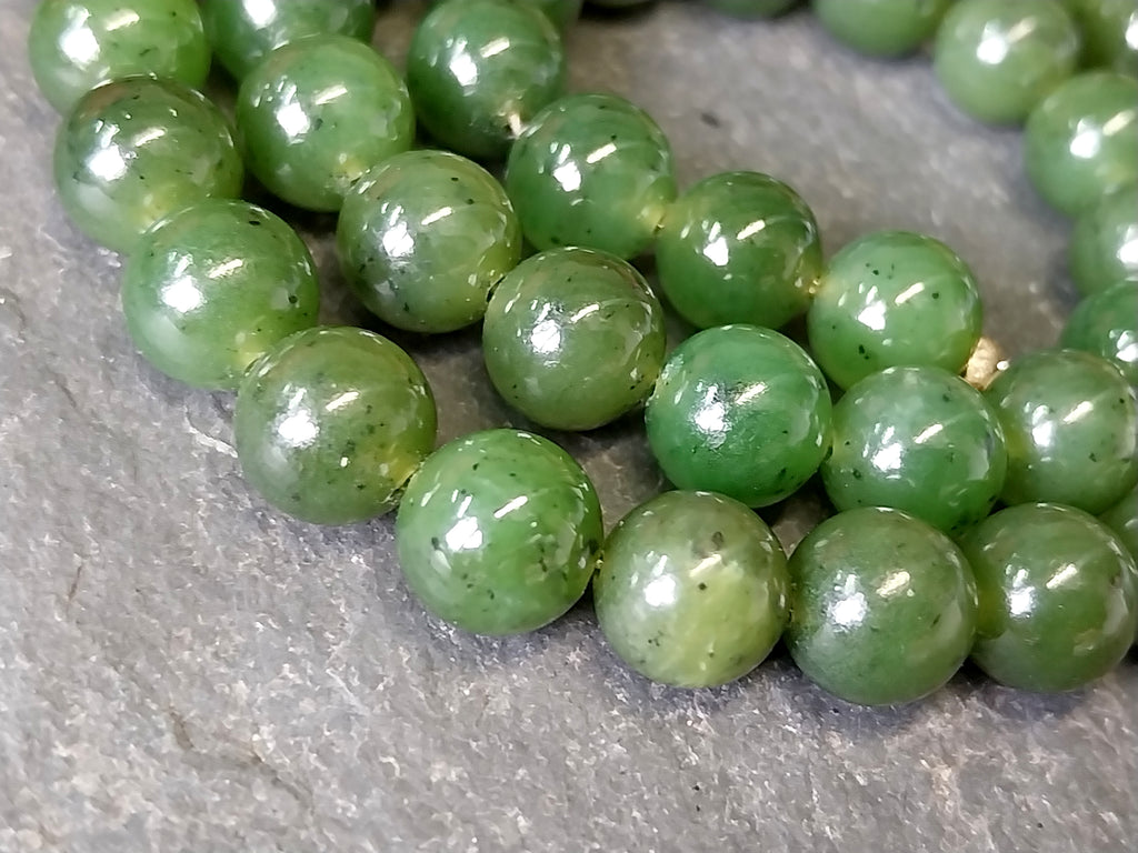 Vintage Deep Green Moss Agate Bead Necklace - 18" - 51.8g