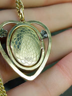 Vintage Black Enamelled Heart LOCKET Necklace - on 28" Chain - 13.5g