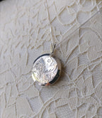 Vintage Georg Jensen SILVER LOCKET Necklace - Circle with 3 flowers on 18" Chain - 8.4g