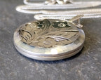 Vintage Georg Jensen SILVER LOCKET Necklace - Circle with 3 flowers on 18" Chain - 8.4g