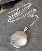 Vintage Georg Jensen SILVER LOCKET Necklace - Circle with 3 flowers on 18" Chain - 8.4g