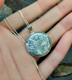 Vintage Georg Jensen SILVER LOCKET Necklace - Circle with 3 flowers on 18" Chain - 8.4g