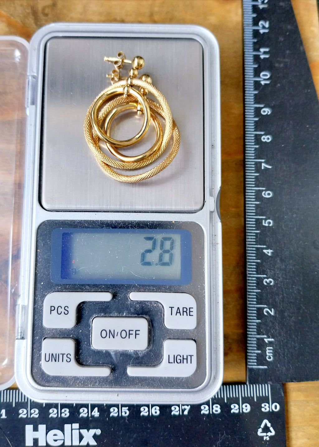 Vintage 9ct Gold Double Hoop DROP EARRINGS - Dangly - 2.8g