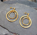 Vintage 9ct Gold Double Hoop DROP EARRINGS - Dangly - 2.8g