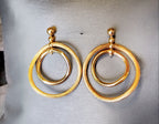 Vintage 9ct Gold Double Hoop DROP EARRINGS - Dangly - 2.8g