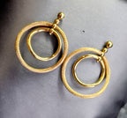 Vintage 9ct Gold Double Hoop DROP EARRINGS - Dangly - 2.8g