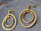 Vintage 9ct Gold Double Hoop DROP EARRINGS - Dangly - 2.8g
