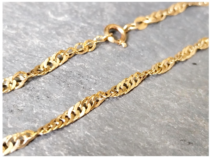 Vintage 9ct Gold Bracelet - Twisted Rope Chain 18.5cm - 2.1g