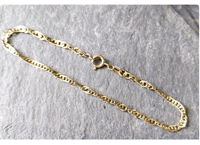 Vintage 9ct Gold Bracelet - Twisted Rope Chain 18.5cm - 2.1g