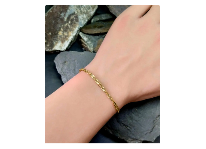 Vintage 9ct Gold Bracelet - Twisted Rope Chain 18.5cm - 2.1g