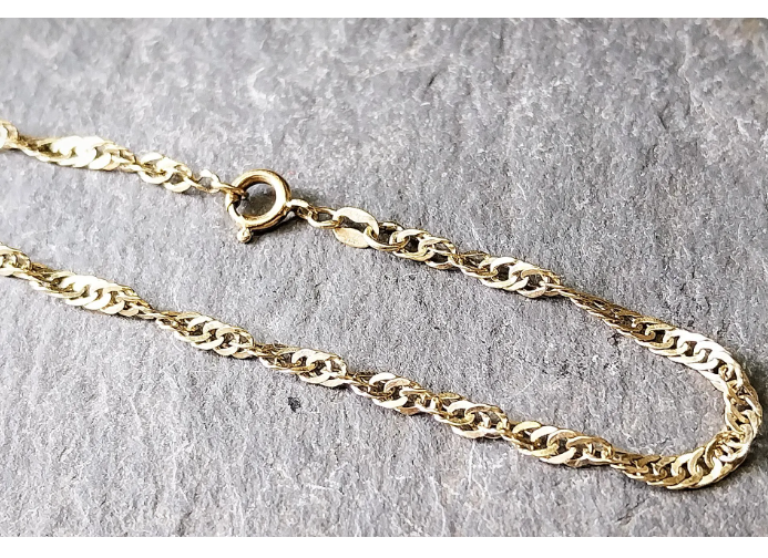 Vintage 9ct Gold Bracelet - Twisted Rope Chain 18.5cm - 2.1g