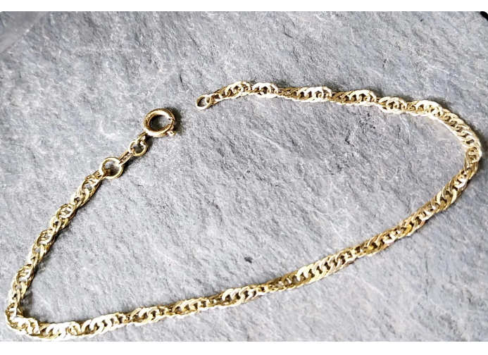 Vintage 9ct Gold Bracelet - Twisted Rope Chain 18.5cm - 2.1g