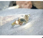 14ct Gold Double HEART RING - Yellow and Rose Gold Hearts - uk Size K (US 5)