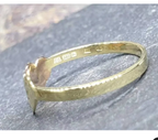 14ct Gold Double HEART RING - Yellow and Rose Gold Hearts - uk Size K (US 5)