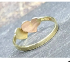 14ct Gold Double HEART RING - Yellow and Rose Gold Hearts - uk Size K (US 5)