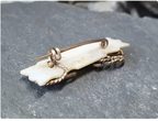 MOP MARY NAME BROOCH - Antique Mother of Pearl with Silver Wire Work - 3.2g