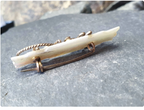MOP MARY NAME BROOCH - Antique Mother of Pearl with Silver Wire Work - 3.2g