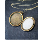 Antique 9ct GOLD LOCKET NECKLACE with Enamelled pattern & 18' Chain - 8.3g