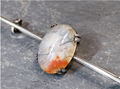 Antique Sterling Silver Moss Agate Bar Brooch - tie pin - 3.4g