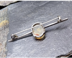 Antique Sterling Silver Moss Agate Bar Brooch - tie pin - 3.4g