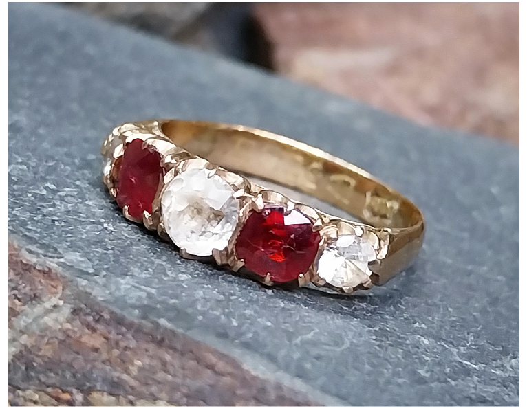 Antique Victorian 9ct GOLD Ring - Size uk M (us 6) - Chester Hallmarked - 1.9g