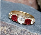 Antique Victorian 9ct GOLD Ring - Size uk M (us 6) - Chester Hallmarked - 1.9g