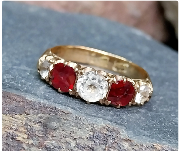 Antique Victorian 9ct GOLD Ring - Size uk M (us 6) - Chester Hallmarked - 1.9g