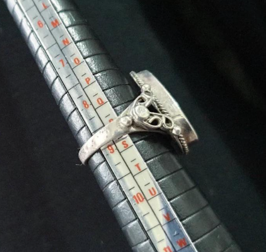 SILVER TEARDROP RING - Jet Black Onyx Stone - Size uk R ( usa 8.5) - 8.7g