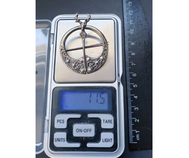 Vintage Silver CELTIC PENANNULAR Brooch with Stag Head-  11.5g