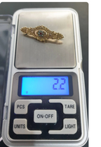 Victorian 9ct GOLD LOCKET BROOCH -  Seed Pearls & Ruby - 2.2g