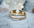 Antique 9ct Rose Gold Triple Fire OPAL & DIAMOND Ring - 1904 - Size uk M (6)