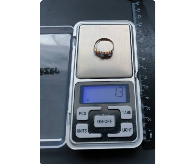 Antique 9ct Rose Gold Triple Fire OPAL & DIAMOND Ring - 1904 - Size uk M (6)