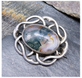 THOMAS EBBUTT Moss Agate Brooch - Scottish Silver c.1967 - 9g